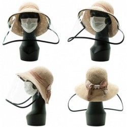Sun Hats Packable Womens Straw Cloche Derby Fedora Summer Wide Brim Sun Hat Floppy Beach 55-60cm - 00052beige - CX199I0YW7Y $...