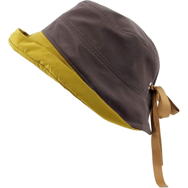 Bucket Hats Cotton Bucket Hat Women Foldable Fall Winter Lady Cap SLB1250 - Yellow - CJ1935QCC66 $38.21