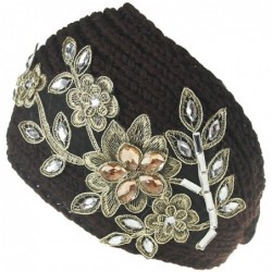 Headbands Women Knitted Headband with Crystal Dotted (Coffee) - CF185O96EG0 $11.08
