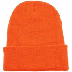 Skullies & Beanies Warm Winter Hat Knit Beanie Skull Cap Cuff Beanie Hat Winter Hats for Men - Neon Orange - C212NVGINHT $17.93