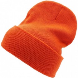 Skullies & Beanies Warm Winter Hat Knit Beanie Skull Cap Cuff Beanie Hat Winter Hats for Men - Neon Orange - C212NVGINHT $13.06