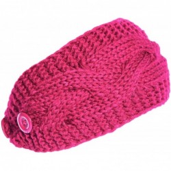 Cold Weather Headbands Plain Adjustable Winter Cable Knit Headband - Hot Pink - CR186OTRR4R $20.60