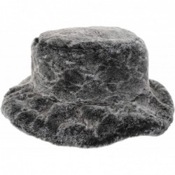 Bucket Hats Women's Snakeskin Print Faux Fur Bucket Hat Winter Warmer Fisherman Cap - Grey - CU18X4A7ILH $36.51
