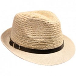 Fedoras Fedora Straw Hat for Mens Women Sun Beach Derby Panama Summer Hats w Brim Black to White - Sand - C9184XLZLCL $46.24