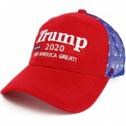 Baseball Caps Trump 2020 Keep America Great USA Flag Print Trucker Cap - Red - CU18SCDIGXQ $32.40