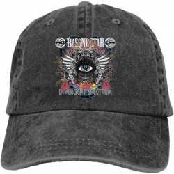 Baseball Caps Mens & Women's Washed Dyed Adjustable Jeans Baseball Cap with Bassnectar Logo - Black - C018X08WW8N $50.88