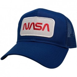 Baseball Caps NASA Worm Red Text Patched Mesh Baseball Cap - Royal - C012B0KOSFD $29.17