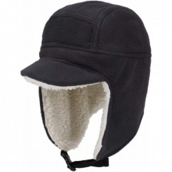 Skullies & Beanies Men's Fleece Warm Winter Hats with Visor Windproof Earflap Skull Cap - Dark Grey - CW18Z2Q8ZUY $27.92