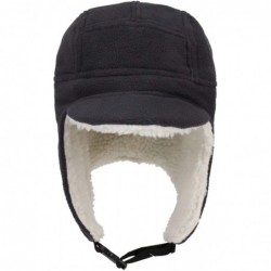 Skullies & Beanies Men's Fleece Warm Winter Hats with Visor Windproof Earflap Skull Cap - Dark Grey - CW18Z2Q8ZUY $17.13