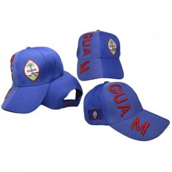 Skullies & Beanies Guam Country Royal Blue with Red Letters Emblem Embroidered Cap Hat - C818MC9ES9Q $25.85