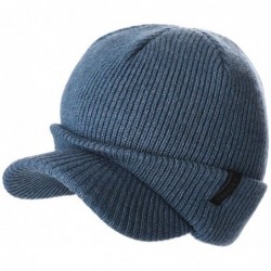 Skullies & Beanies Wool Knit Visor Beanie Winter Hat Cuff Jeep Cap Lined Soft Warm Unisex - 99205_blue - CO18LDC7UII $29.60