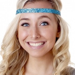 Headbands Girl's Adjustable Non Slip Skinny Bling Glitter Headband Multi Pack - Teal/Silver/Hot Pink - C211TOOQNKL $20.60