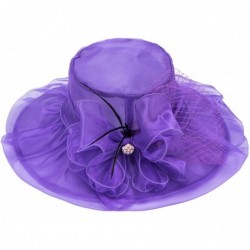 Sun Hats Womens Kentucky Derby Wide Brim Sun Dress Church Wedding Hat A342 - Purple - CE12EZ1FVM3 $40.55