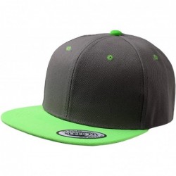 Baseball Caps Blank Adjustable Flat Bill Plain Snapback Hats Caps - Dark Grey/Lime - CZ1264ZXQU7 $20.80