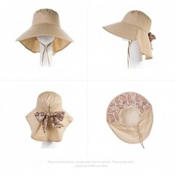 Sun Hats Summer Bill Flap Cap UPF 50+ Cotton Sun Hat with Neck Cover Cord for Women - 16006_khaki - CU12G5SKH41 $21.81