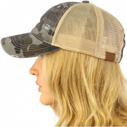Baseball Caps Everyday Distressed Trucker Mesh Summer Vented Baseball Sun Cap Hat - Camouflage Gray - C2196XCX40M $29.84