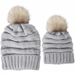Skullies & Beanies 2 Pack Parent-Child Hat Winter Baggy Slouchy Beanie Hat Warm Knit Pom Pom Beanie for Women & Baby - CB184W...