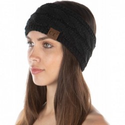 Cold Weather Headbands Exclusives Womens Head Wrap Lined Headband Stretch Knit Ear Warmer - Black - Metallic - CJ18Y5KGOUW $3...