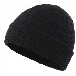 Skullies & Beanies Unisex Men&Women Beanie Hat Warm Ribbed Winter Turn Ski Fisherman Docker Hat - Black - CD18YSREUGT $16.44