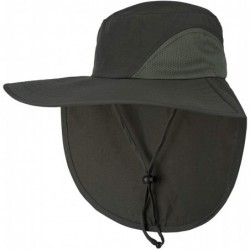 Sun Hats Unisex Outdoor Hats Sun Protection Fishing Hat Wide Brim Neck Flap UPF 50+ - Armygreen - CX18RE6UN5R $29.85