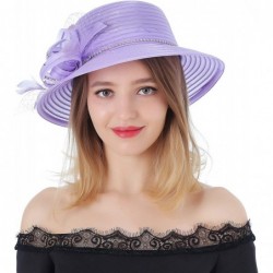 Sun Hats Women's Kentucky Derby Bowler Church Cloche Hat Organza Bridal Dress Cap - Purple - C1189GI7LYI $26.20