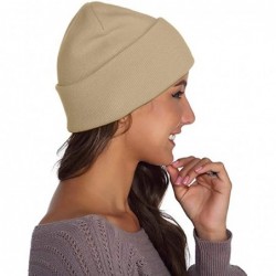 Skullies & Beanies Men's Warm Winter Hats Acrylic Knit Beanie Cap Daily Beanie Hat for Women Girls Boys - Khaki - CO192HNK7D8...