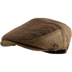 Newsboy Caps Premium Men's Wool Newsboy Cap SnapBrim Thick Winter Ivy Flat Stylish Hat - 2328-brown Patch - CE18Y8LS4NU $20.82