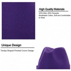 Fedoras Women Hats for Winter Wide Brim Fedora Hat with Classic Belt Buckle - Purple - CM18Z0XM2RT $21.97
