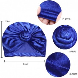 Skullies & Beanies Women's Velvet Knot Headwrap Pre-Tied Bonnet Turban Beanie Chemo Cap Hair Loss Hat African Pattern - C1192...
