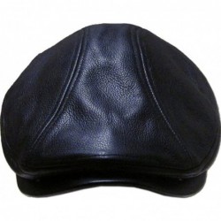 Newsboy Caps Men Genuine Newsboy Leather Hat Cap Gatsby Flat Golf Cabbie Made in USA - Black - CK12747HICB $29.19