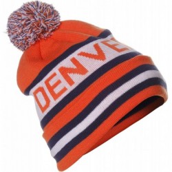 Skullies & Beanies USA Favorite City Cuff Winter Beanie Knit Pom Pom Hat Cap - Denver - Orange - CJ1268LFPKV $23.24