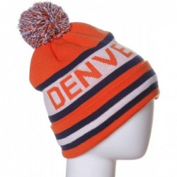 Skullies & Beanies USA Favorite City Cuff Winter Beanie Knit Pom Pom Hat Cap - Denver - Orange - CJ1268LFPKV $18.35