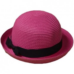 Sun Hats Bowknot Straw Summer Bowler Hat Sun Cap Hat for Ladies Womens - Rose Kids - C512FU5C65D $16.40