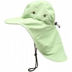 Sun Hats Outdoor Sun Protection Hunting Hiking Fishing Cap Wide Brim hat with Neck Flap - Lime Green - CA18G7UZQ6U $18.19