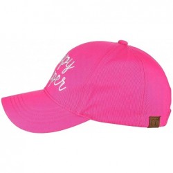 Baseball Caps Women's Embroidered Quote Adjustable Cotton Baseball Cap - Happy Camper- Hot Pink - CK180OTN0QA $20.02