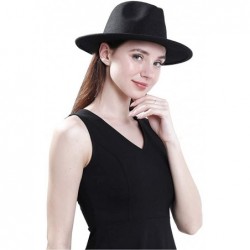 Fedoras Men & Women's Wide Brim Fedora Hat with Band Unisex Felt Panama Cap - Black - CY18LDZLKR6 $20.24