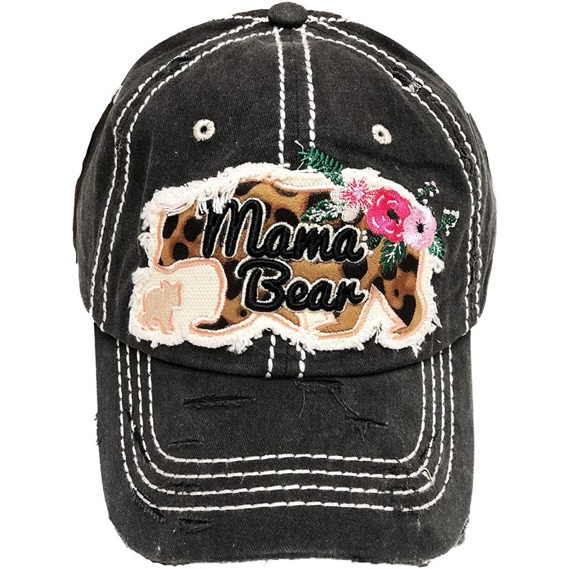 Baseball Caps Mama Bear Leopard Women's Cotton Vintage Baseball Hat - Black - CA18X5YR5R3 $22.24