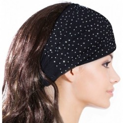 Cold Weather Headbands Sparkling Rhinestone and Dots Wide Elastic Headband - 2 Pcs Set - Black & White - CC11DFFHZX9 $35.02
