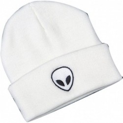 Skullies & Beanies Women's Winter Wool Cap Hip hop Knitting Skull hat - Alien White - CW12OCD3F1B $24.63