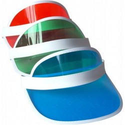 Sun Hats Clear Red Plastic Bigs Novelties Tennis Beach Colored Dealer's Visor Party Accessory Sun Hat (Green) - CF18H3QN9YW $...