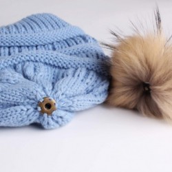 Skullies & Beanies Womens Winter Knit Slouchy Beanie Hat Warm Skull Ski Cap Faux Fur Pom Pom Hats for Women - CI18A8Q7SMG $15.58