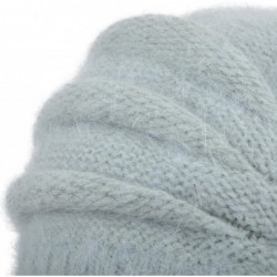 Berets Women's Winter Hat French Beret Solid Floral Decoration Knit Beanie Cap - Mint - CP1895TYA2A $21.02