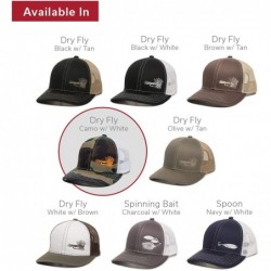 Baseball Caps Fish Lure Trucker Hat - Adjustable Baseball Cap w/Plastic Snapback Closure - Dry Fly (Camo W/ White Mesh) - C41...