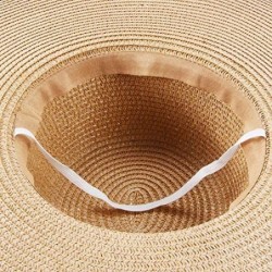Sun Hats Women' s Summer Pure Sunshade Straw Cap Floppy Big Bow Knot Beach Sun Hat 002 - Khaki - CE18SUI6Q8C $12.79