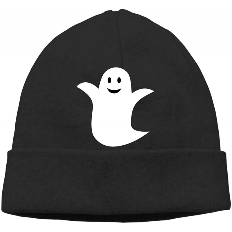 Skullies & Beanies Beanie Hat Happy Ghost Warm Skull Caps for Men and Women - Black - C118KI770KH $28.67