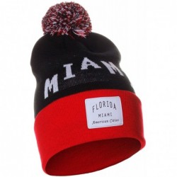 Skullies & Beanies Unisex USA Fashion Arch Cities Pom Pom Knit Hat Cap Beanie - Miami Black Red - C512NRDEK7I $18.41