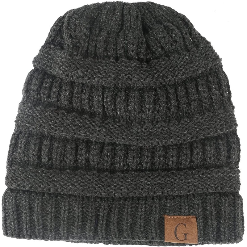 Skullies & Beanies Mens Womens Winter Cable Knit Slouchy Beanie Skully Cap Hat - Darkgrey - C41875M0230 $11.97