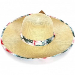 Sun Hats Summer Sun Hats for Women- Beach Hat- Straw Wide Brim Hat Floppy- Hiking Hat - Floral-beige - CJ18QI2NHA8 $34.88