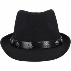 Fedoras Classic Boy's Trilby Short Brim Fedora Hat w/Hat Belt - Skull Belt - CO18HC6LZUA $16.93