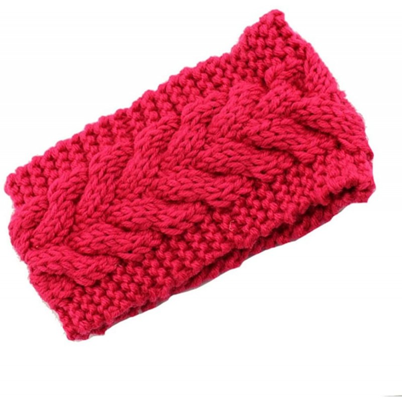 Cold Weather Headbands Winters Cashmere Wool Cable Knitted Headband for Women - Red - C612O7HDTE9 $22.68